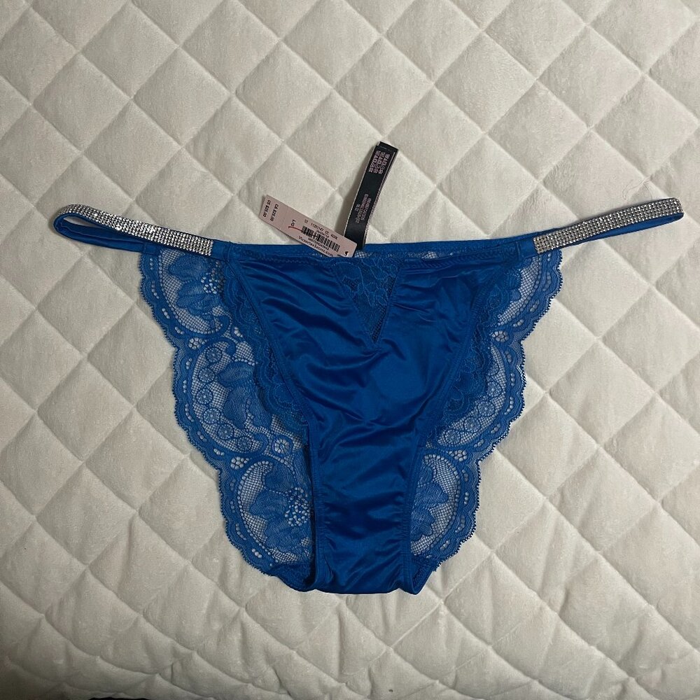 Victoria Secret Rhinestone Lace Pantie - Royal Blue